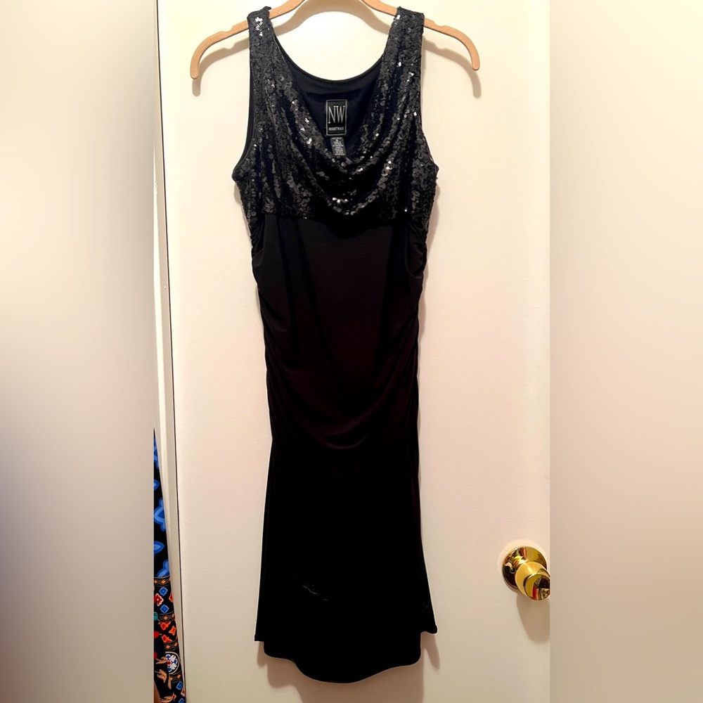 Night Way cocktail Dress 6P strechy Black Bling Bling
